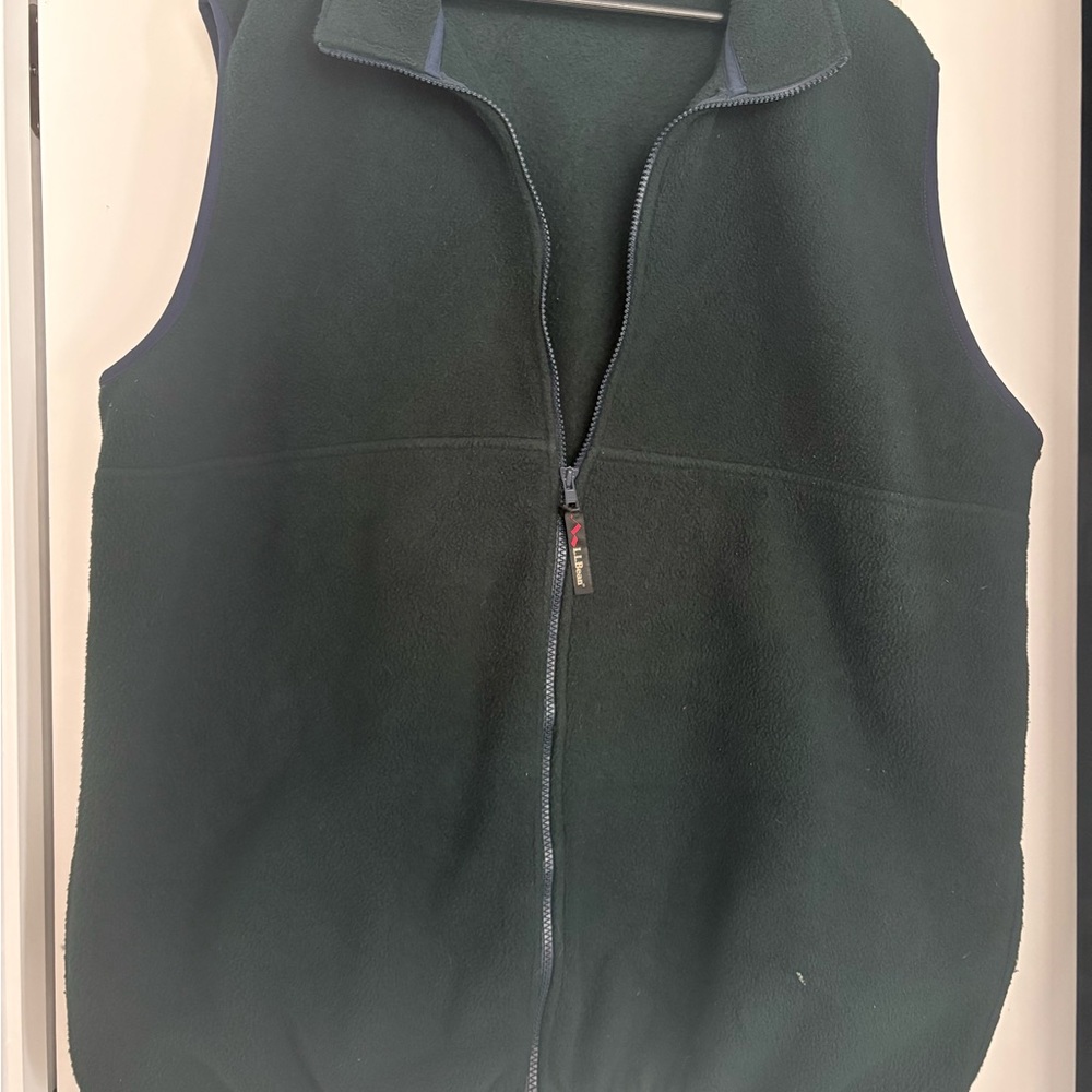 Vintage LL Bean Dark Green Fleece Vest - XL Tall